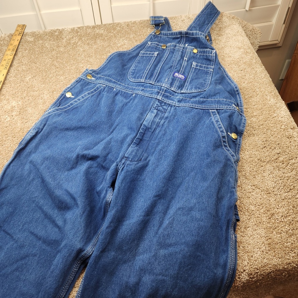 Big Smith Mens Denim Bib Overalls Blue Workwear Dungarees 38x22 Altered Short